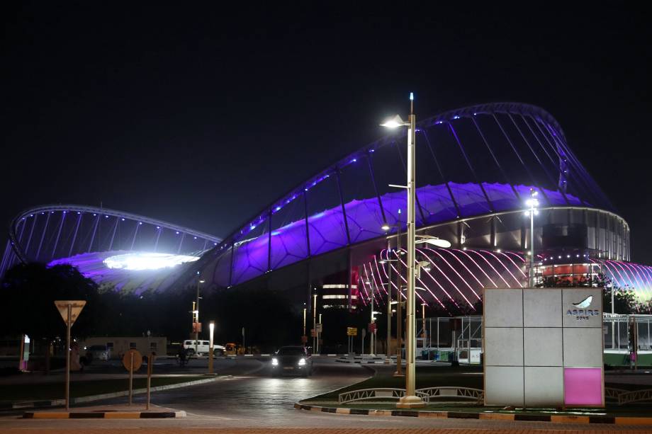 Vista exterior do Estádio Internacional Khalifa em Doha,no Catar