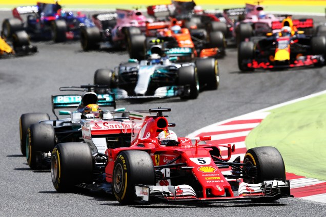 Sebastian Vettel durante a largada do Grande Prêmio da Espanha, quinta etapa da temporada 2017 da Fórmula 1 - 14/05/2017