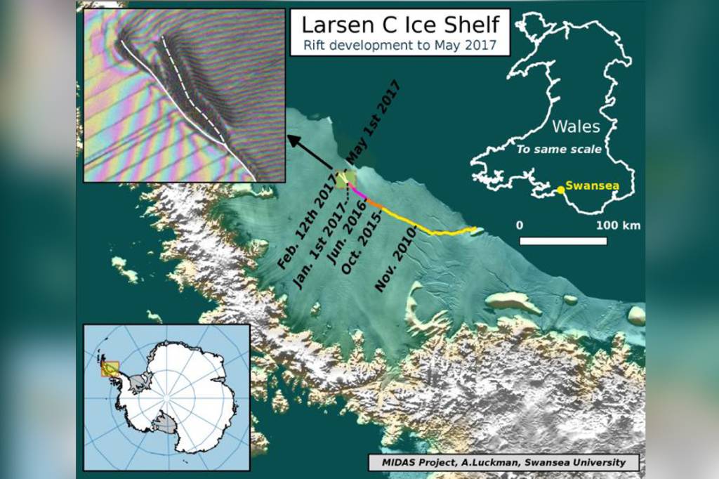 Aumento da fissura na plataforma Larsen C