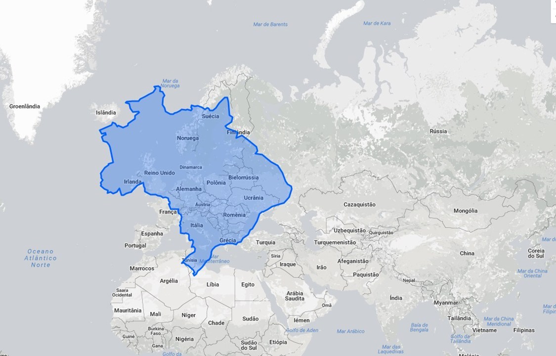 Plataforma compara tamanhos de países