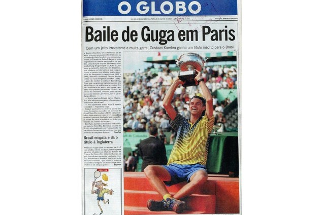 Gustavo Kuerten em Roland Garros (1997)  - Jornal O Globo - 09/06/1997