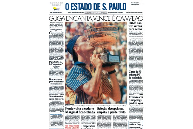 Gustavo Kuerten em Roland Garros (1997) - Jornal O Estado de S. Paulo - 09/09/1997