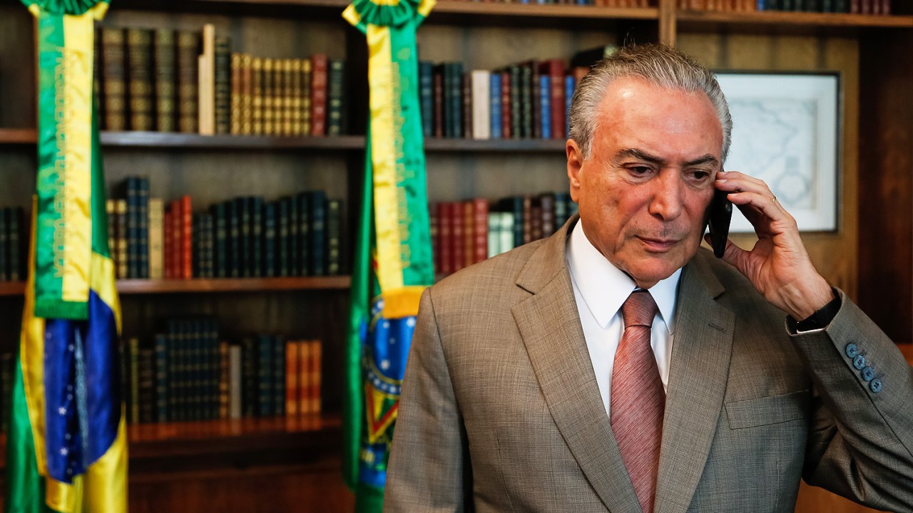 O presidente Michel Temer, no Palácio do Planalto, em Brasília (DF) - 12/05/2017
