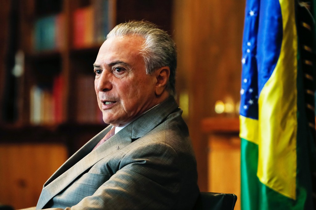 O presidente Michel Temer, no Palácio do Planalto, em Brasília (DF) - 12/05/2017