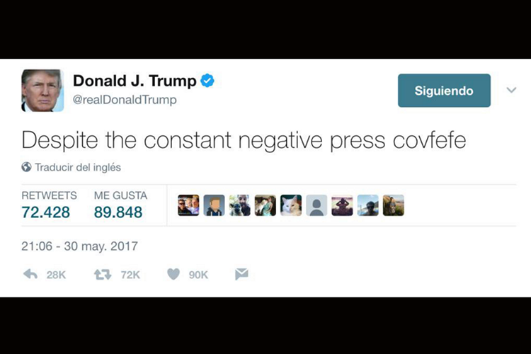 Covfefe, escreve Donald Trump no Twitter