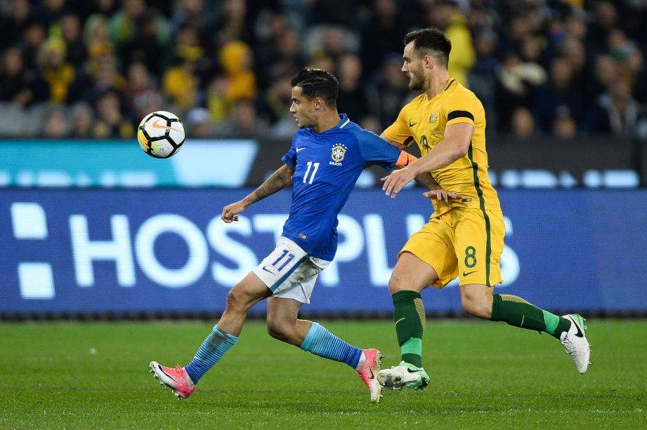 Philippe Coutinho durante amistoso da seleção brasileira contra a Austrália no Melbourne Cricket Ground em Melbourne - 13/06/2017