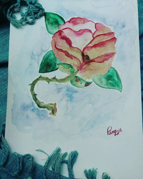 Arte em aquarela, tendo como base o carimbo da placenta Arte em aquarela, tendo como base o carimbo da placenta