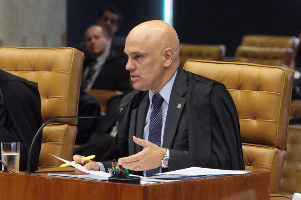Ministro Alexandre de Moraes, durante sessão no Supremo Tribunal Federal