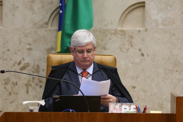 O procurador-geral da República, Rodrigo Janot, durante sessão plenária do Supremo Tribunal Federal (STF) para o julgamento da validade das delações da JBS - 28/06/2017