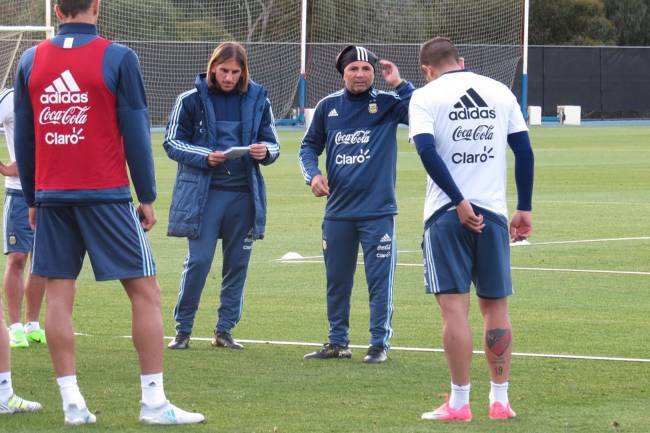 Jorge Sampaoli comanda treino da Argentina