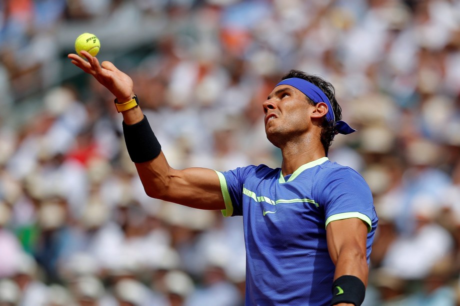 O tenista espanhol Rafael Nadal durante partida contra o suíço Stan Wawrinka na final de Roland Garros - 11/06/2017