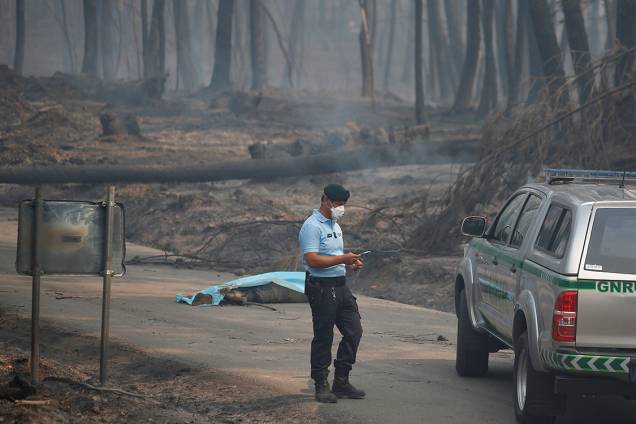 Policial chama reforços para retirada de corpos, vítimas do incêndio que atingiu a região de Bouca, em Portugal - 18/06/2017 Policial chama reforços para retirada de corpos, vítimas do incêndio que atingiu a região de Bouca, em Portugal - 18/06/2017