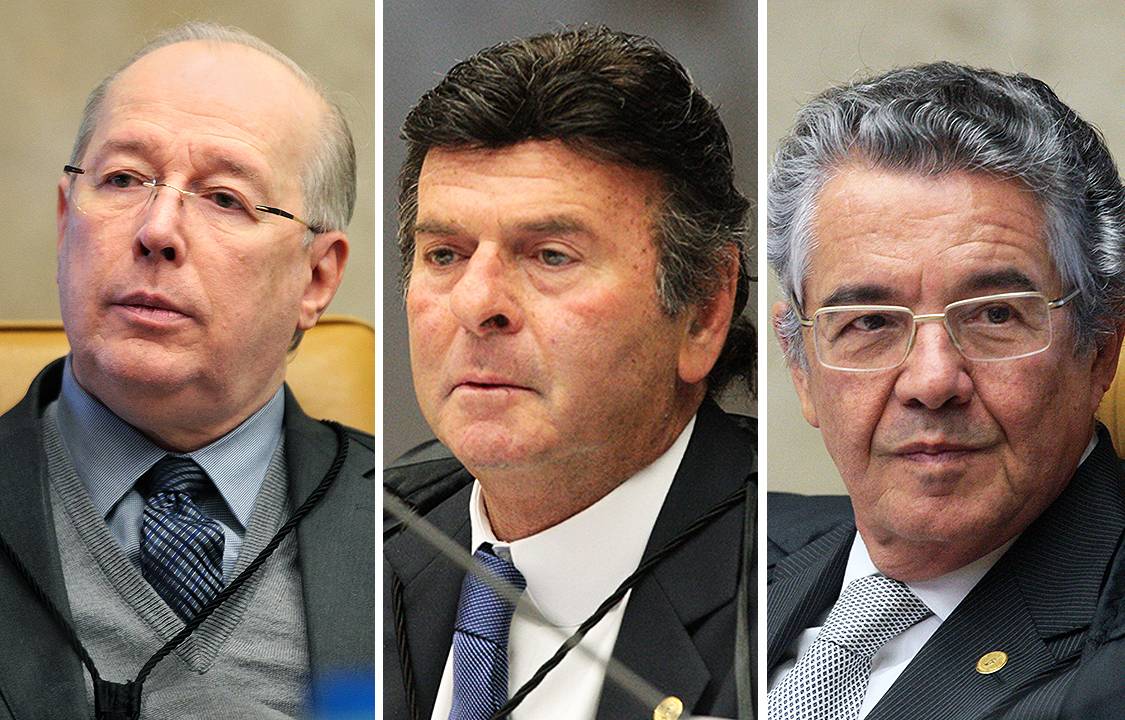 Celso de Mello, Luiz Fux e Marco Aurélio Mello, ministros do STF
