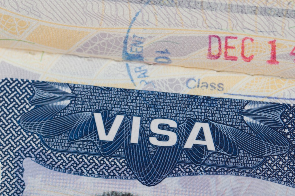 Passaporte com visto dos Estados Unidos