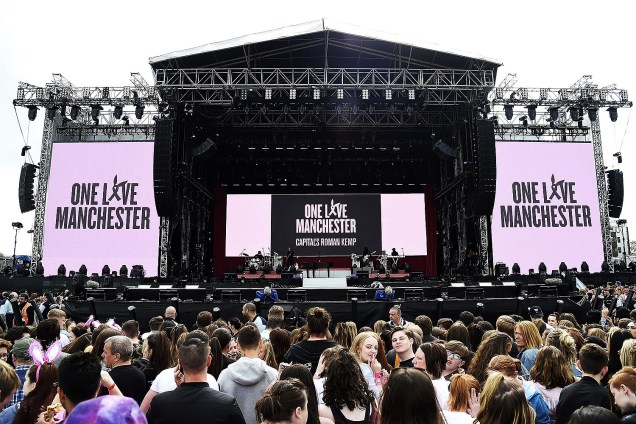 Palco do show beneficente One Love Manchester, com a apresentação de Ariana Grande e artistas internacionais  - 04/05/2017