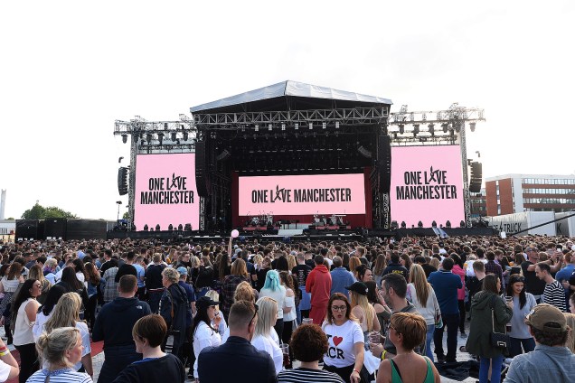Palco do show beneficente One Love Manchester, com a apresentação de Ariana Grande e artistas internacionais  - 04/05/2017