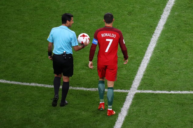 Cristiano Ronaldo antes da partida entre Portugal e Chile válida pelas semifinais da Copa das Confederações 2017, realizada no Estádio da Arena Kazan, na cidade de Kazan, na Rússia - 28/06/2017
