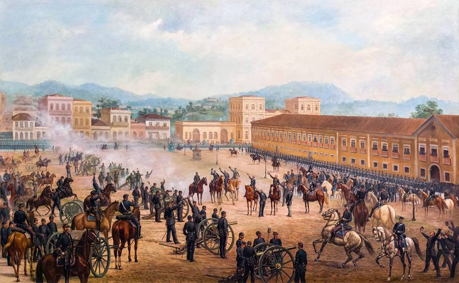 "Proclamação da República" (1893), Benedito Calixto - Tropas comandadas por Deodoro da Fonseca proclamam a República no Campo de Santana, no Rio de Janeiro