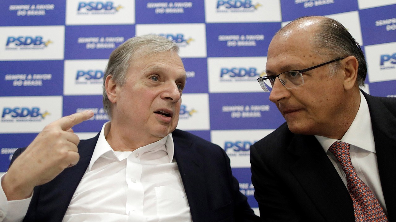 Governador Geraldo Alckmin e o presidente do PSDB Tasso Jereissati.