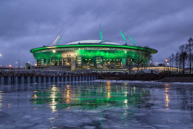 Estádio Krestovsky em São Petersburgo (Rússia), sede da Copa das Confederações 2017