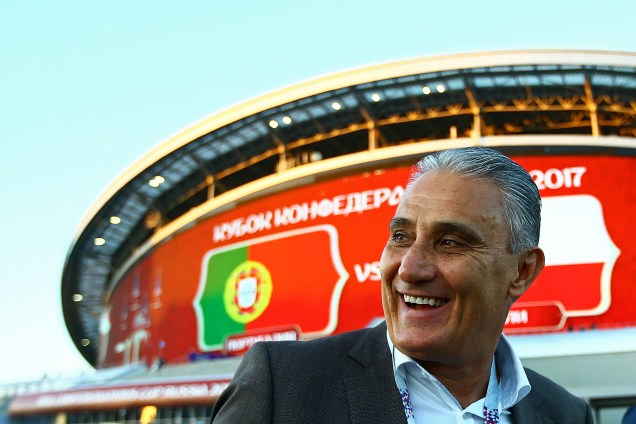 O técnico Tite da Seleção Brasileira, chega na Arena Kazan para acompanhar a partida entre Portugal e Chile válida pelas semifinais da Copa das Confederações 2017 - 28/06/2017