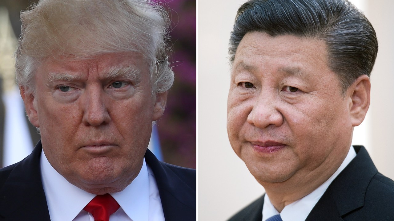 Donald Trump, dos Estados Unidos, e Xi-Jinping, da China