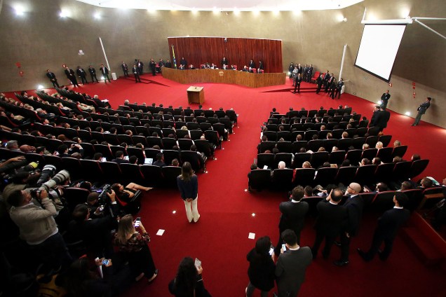 Os ministros do Tribunal Superior Eleitoral (TSE) durante o julgamento da Chapa Dilma/Temer, em Brasília - 06/06/2017