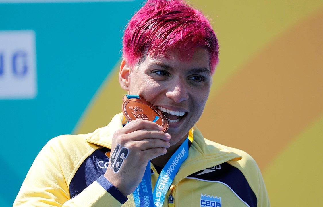 Nadadora Ana Marcela Cunha vence bronze na categoria de maratona aquática feminina no Campeonato Mundial de Esportes Aquáticos, Balatonfured, Hungria