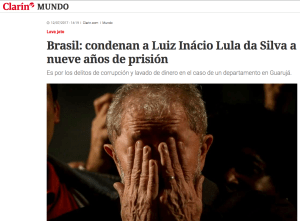 Cobertura do Clarín sobre a condenação de Lula