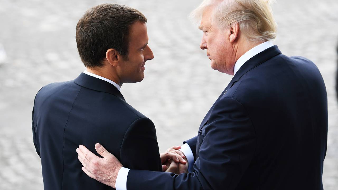 Os presidentes Donald Trump (EUA) e Emmanuel Macron (França)