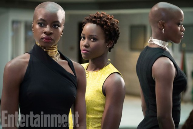 Empoderadas: Danai Gurira, Lupita Nyong'o e Florence Kasumba interpretam Okoye, Nakia e Ayo, respectivamente, agentes do serviço secreto de Wakanda, Dora Milaje, composto apenas por mulheres