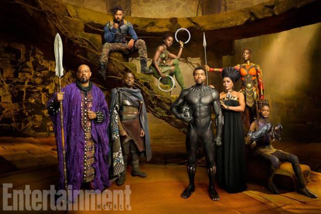 Da esquerda para a direita, os atores Forest Whitaker, Daniel Kaluuya, Michael B. Jordan, Lupita Nyong'o, Chadwick Boseman, Angela Bassett, Danai Gurira e Letitia Wright como seus personagens no filme 'Pantera Negra' Da esquerda para a direita, os atores Forest Whitaker, Daniel Kaluuya, Michael B. Jordan, Lupita Nyong'o, Chadwick Boseman, Angela Bassett, Danai Gurira e Letitia Wright como seus personagens no filme 'Pantera Negra'