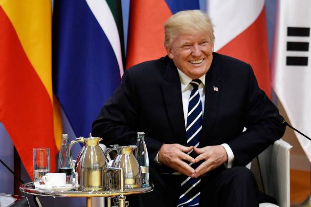 Presidente Donald Trump, dos Estados Unidos, durante conferência do G20 em Hamburgo, na Alemanha - 07/07/2017