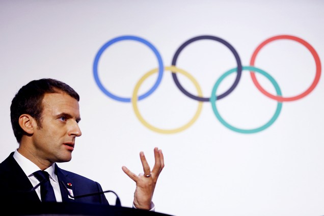 O presidente francês, Emmanuel Macron, fala sobre a candidatura de Paris nas Olimpíadas de 2024