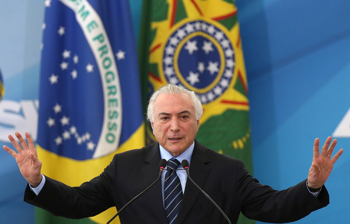 Presidente Michel Temer, durante cerimônia no Palácio do Planalto em Brasília