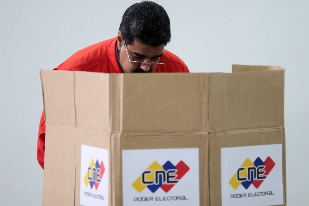 O presidente venezuelano, Nicolás Maduro durante votação da Assembleia Constituinte em Caracas - 30/07/2017