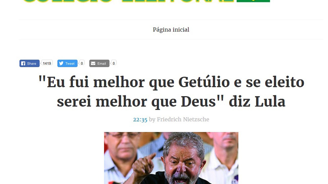 Notícia falsa sobre o Lula