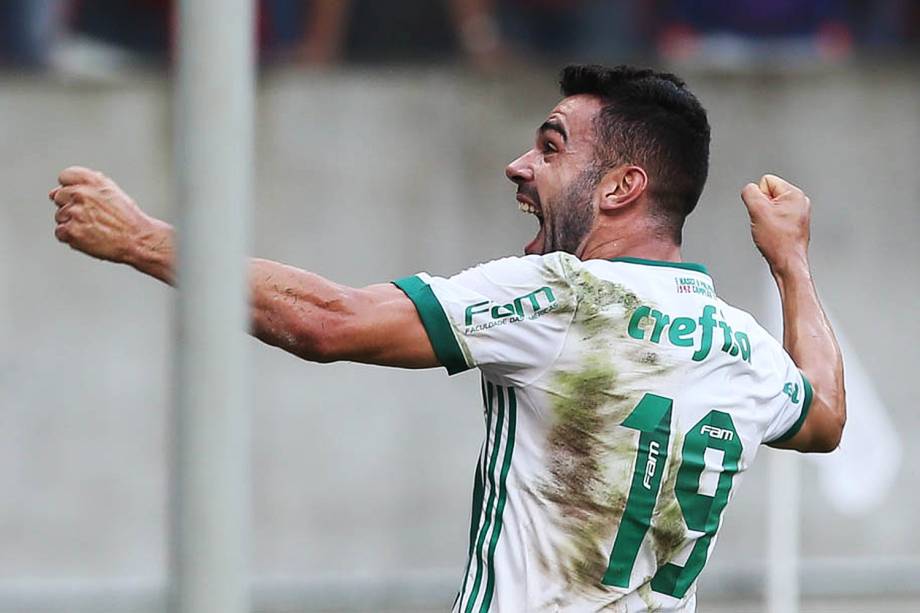 O jogador Bruno Henrique comemora o gol durante partida entre Sport e Palmeiras, válida pela 16a. rodada do Campeonato Brasileiro, no estádio Arena Pernambuco - 23/07/2017