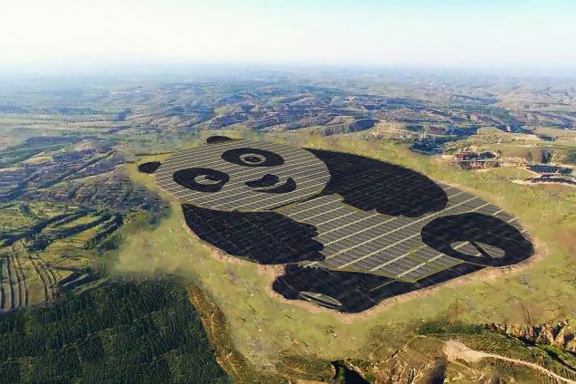 Usina solar em formato da panda na China