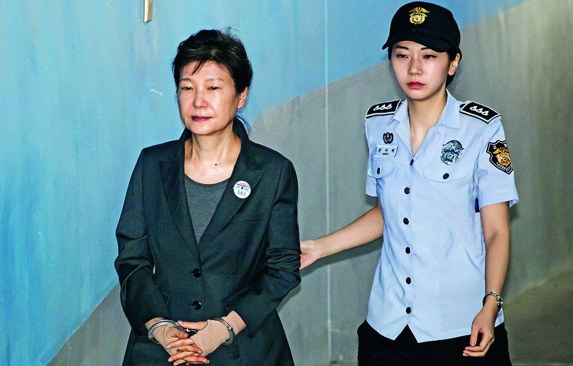 A ex-presidente da Coreia do Sul Park Geun-hye depõe em tribunal, em maio