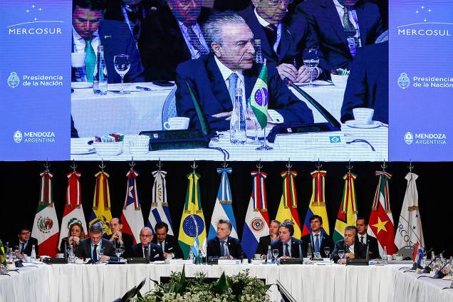 O presidente da República, Michel Temer (PMDB), durante a 50ª Cúpula do Mercosul em Mendoza, na Argentina, em que o Brasil assumirá a presidência rotativa do bloco - 21/07/2017