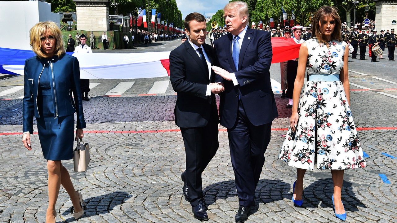 Os presidentes Donald Trump (EUA) e Emmanuel Macron