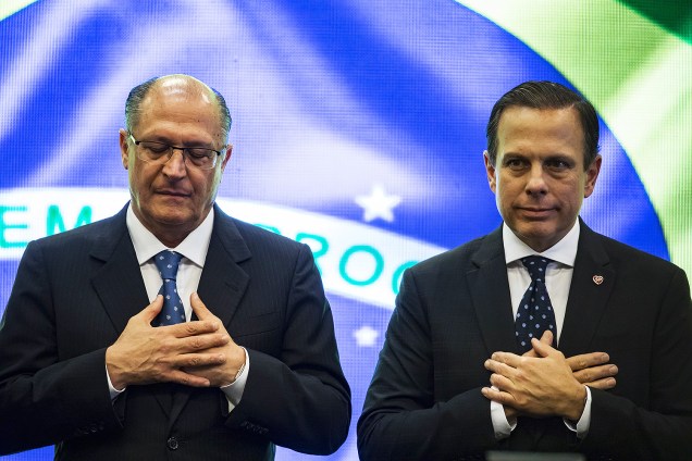 O prefeito João Doria e o governador Geraldo Alckmin participam da abertura da Expo Cristã, na Expo Center Norte na zona norte de São Paulo - 17/08/2017