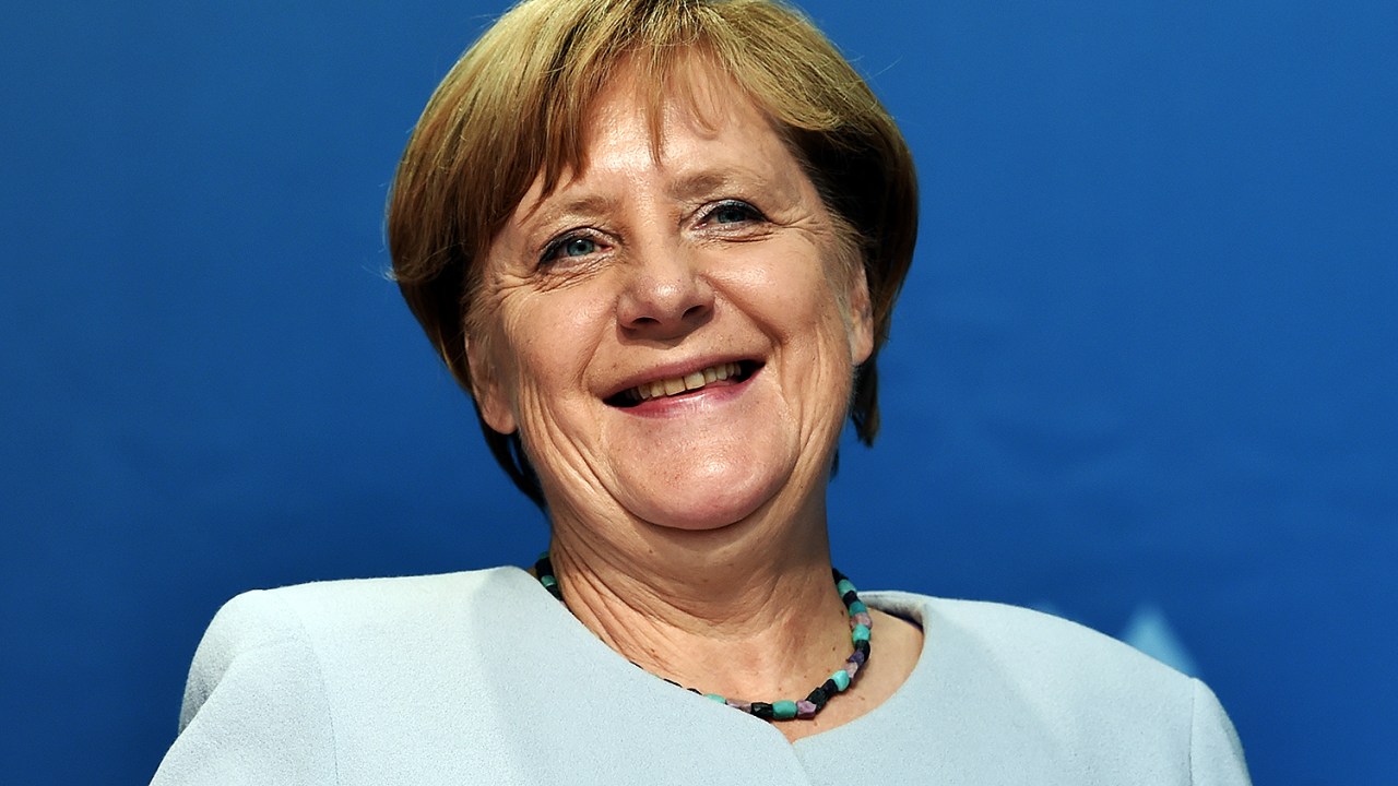 Angela Merkel durante reunião, em Bayreuth, na Alemanha - 24/08/2017