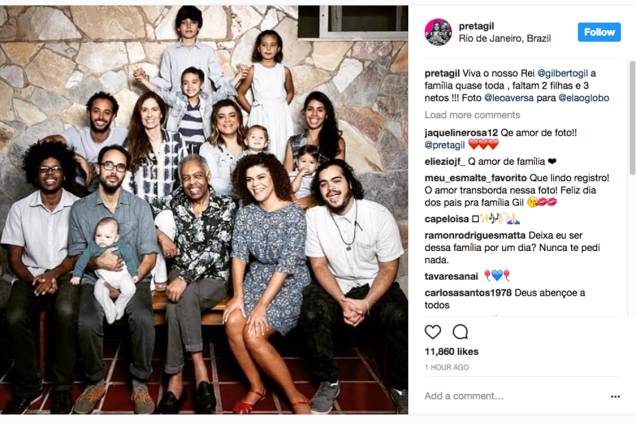 Preta Gil posta foto com a família reunida junto com seu pai Gilberto Gil Preta Gil posta foto com a família reunida junto com seu pai Gilberto Gil