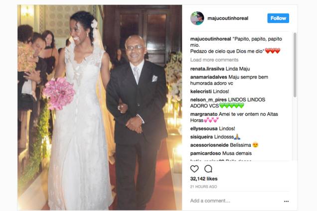 A jornalista Maju Coutinho homenageia seu pai, no Dia dos Pais A jornalista Maju Coutinho homenageia seu pai, no Dia dos Pais