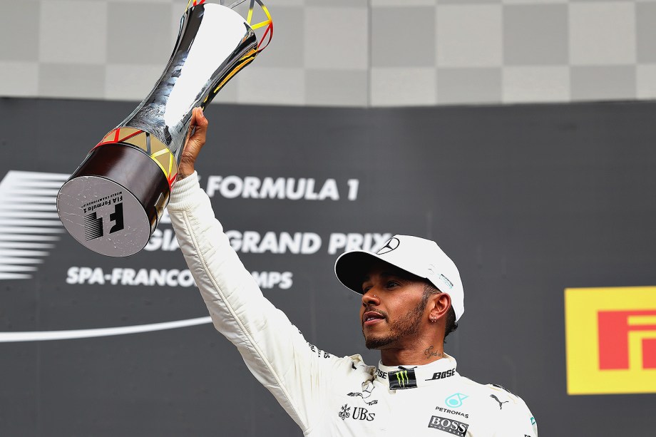 O piloto britânico Lewis Hamilton vence o Grande Prêmio de Fórmula 1 da Bélgica no Circuito de Spa-Francorchamps, em Spa, na Bélgica - 27/08/2017