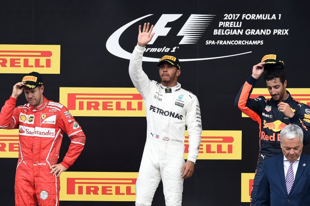 O piloto britânico Lewis Hamilton vence o Grande Prêmio de Fórmula 1 da Bélgica no Circuito de Spa-Francorchamps, em Spa, na Bélgica - 27/08/2017