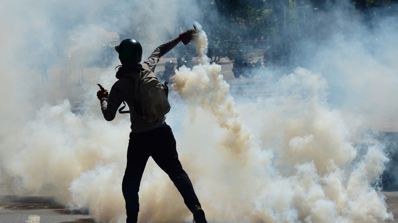 Imagens do dia - Protesto em Caracas na Venezuela
