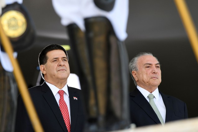 O presidente Michel Temer recebe o presidente do Paraguai, Horacio Cartes, em cerimônia no Palácio do Planalto - 21/08/2017
